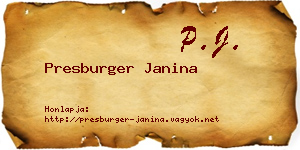 Presburger Janina névjegykártya